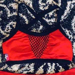 Bad Kitty PoleFit Top Red Size Small Fishnet